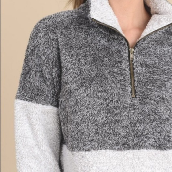 Pullover Charcoal Sweater SOFT Fleece Half Zip - Picture 5 of 7